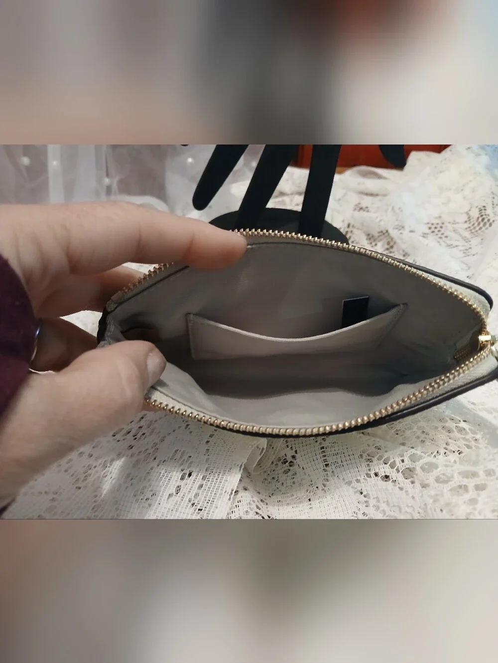 COACH Pebbled Leather Wristlet - Sage Green And Cream